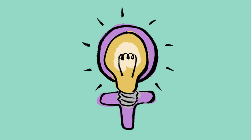 light bulb overlaid on a women symbol