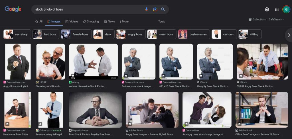 Image search results for 'stock photo of boss'